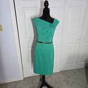 Dress Barn Green Fitted Dress with belt